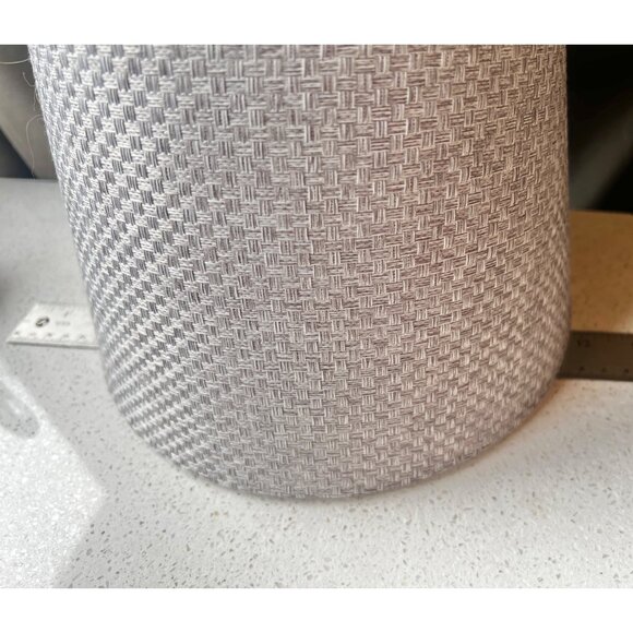 Hobnail Milk Glass & Wood Table Lamp With Textured Fabric Shade VTG Midcentury - Picture 10 of 12